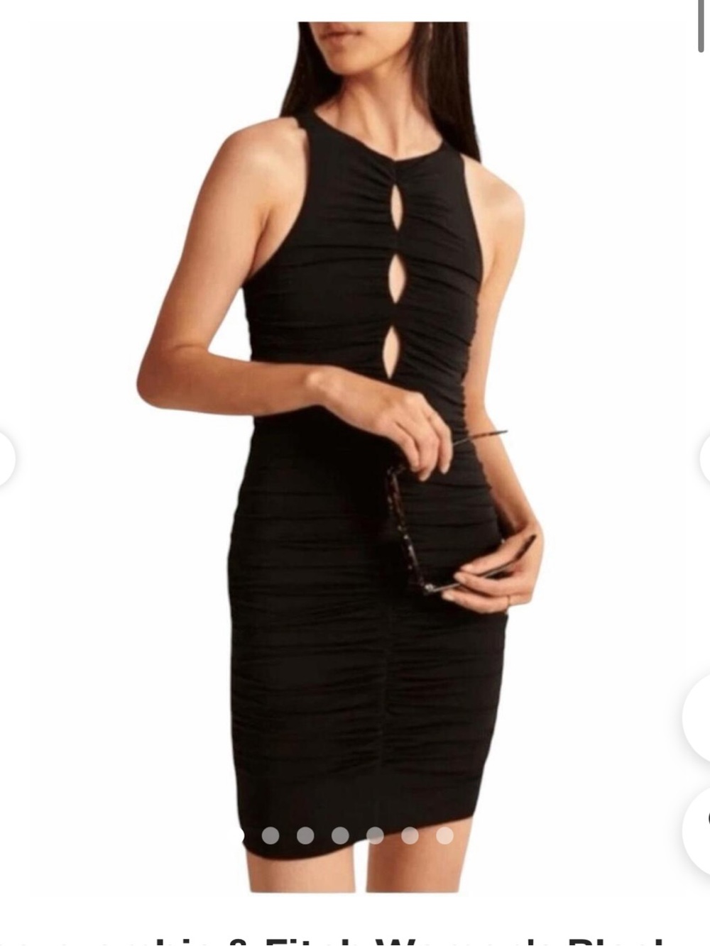 Abercrombie & Fitch Black Ruched Keyhole Mini Dress
